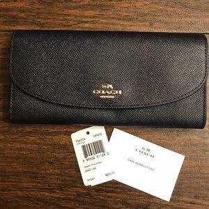 NWT black leather coach wallet